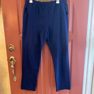 Denim & Co. cotton navy pants… pull on elastic waistband